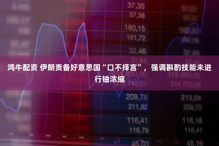 鸿牛配资 伊朗责备好意思国“口不择言”,强调斟酌技能未进行铀浓缩