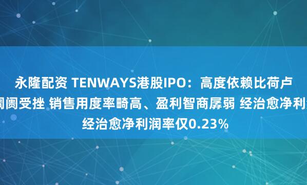 永隆配资 TENWAYS港股IPO：高度依赖比荷卢 好意思、德阛阓受挫 销售用度率畸高、盈利智商孱弱 经治愈净利润率仅0.23%