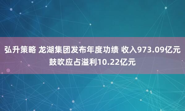 弘升策略 龙湖集团发布年度功绩 收入973.09亿元鼓吹应占溢利10.22亿元