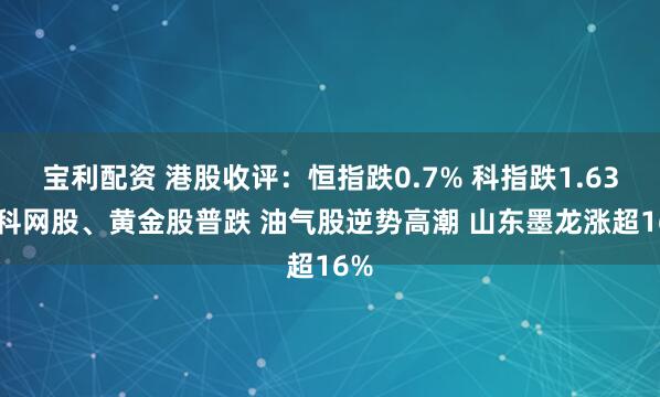 宝利配资 港股收评：恒指跌0.7% 科指跌1.63% 科网股、黄金股普跌 油气股逆势高潮 山东墨龙涨超16%