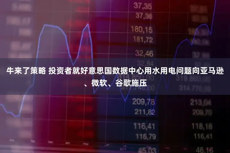 牛来了策略 投资者就好意思国数据中心用水用电问题向亚马逊、微软、谷歌施压