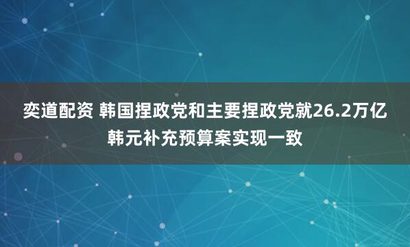奕道配资 韩国捏政党和主要捏政党就26.2万亿韩元补充预算案实现一致
